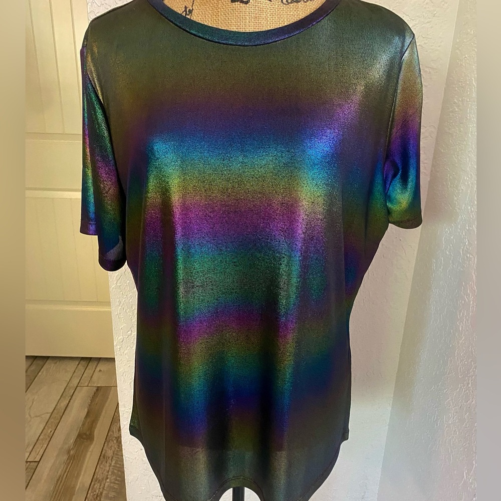 NWT Allegra K Rainbow Metallic Blouse
